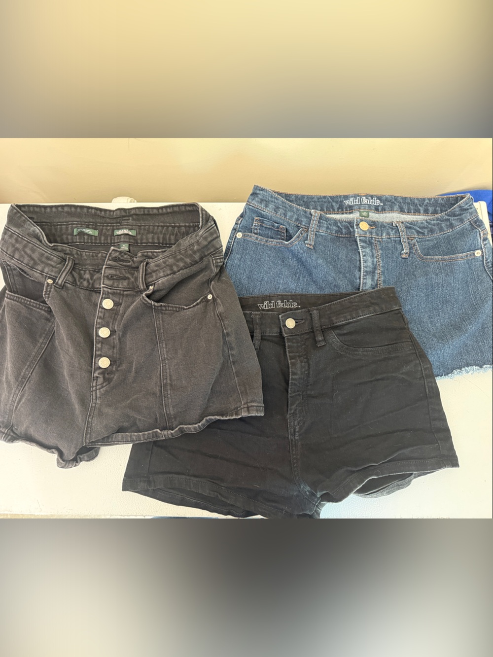 wild fable women’sDenim Shorts Trio - Black & Blue